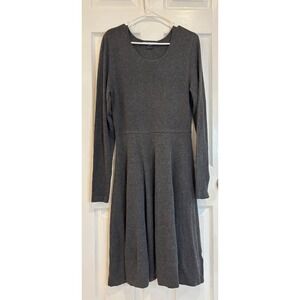 😍 French‎ Connection Gray Long Sleeve Fit & Flare Knit Dress Comfortable Casual